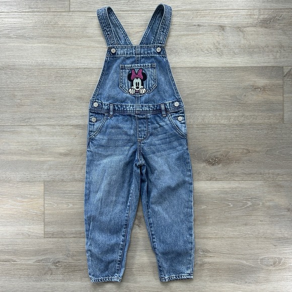 Disney Other - Baby Gap Disney Size 5Y Minnie Mouse Embrioded‎ Girls Denim Overalls